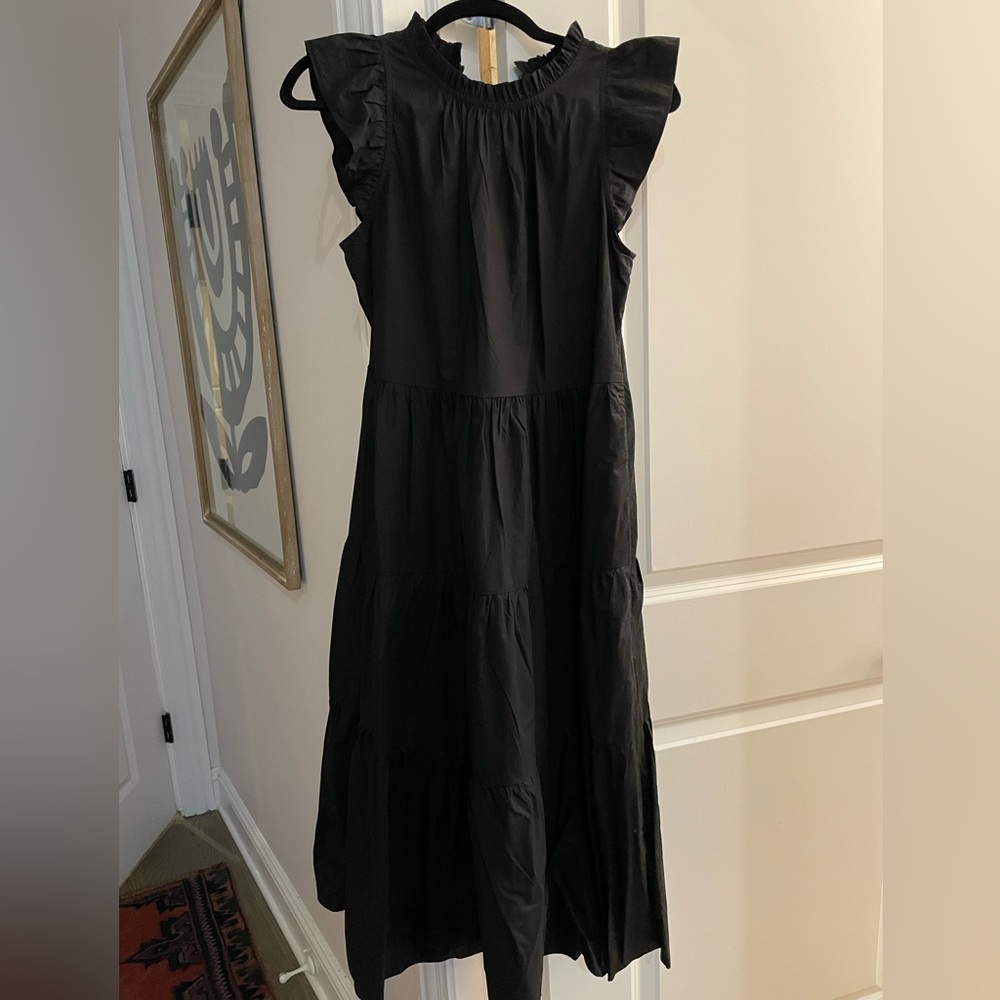 J.Crew Black Tiered Midi Dress - Sz XXS (fits loose)